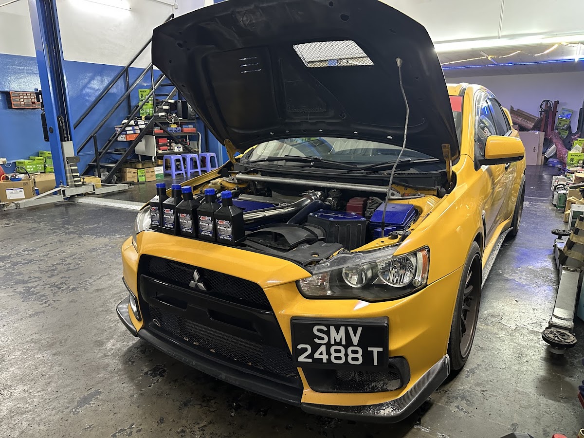 Evo X in for an oil service